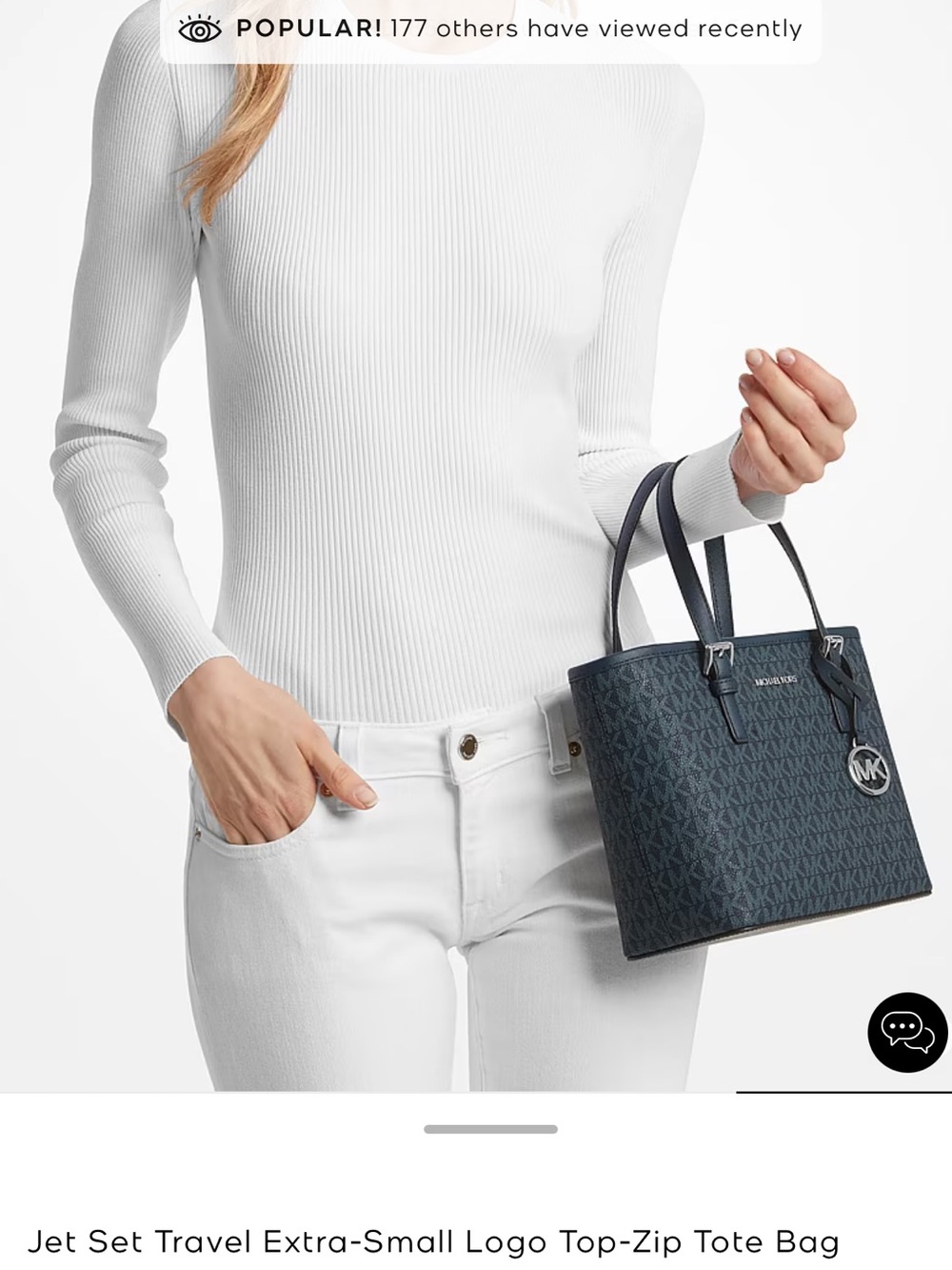 MICHAEL KORS Jet Set Extra Small Logo Top Zip Tote- Cream/Multi - Picture 5 of 6